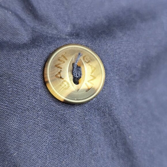 Vintage GANT NAvy Blue HArrington Leather Accent Bomber Varsity Zip Up Jacket - Picture 5 of 12